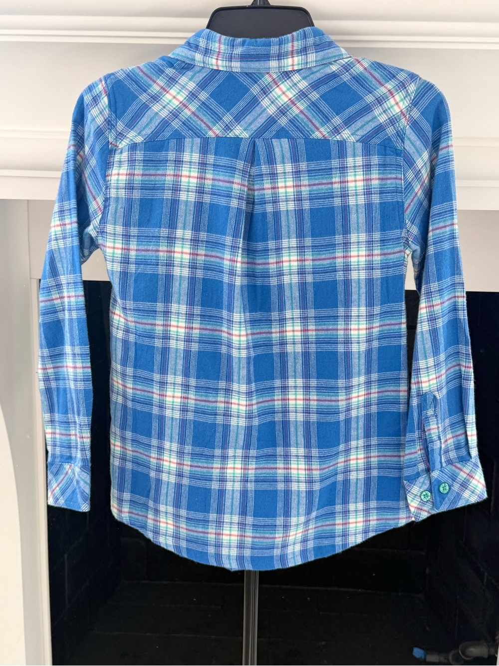 L.L. Bean Girls Blue Plaid Flannel with Chest Pocket- Girls 10/12 Like New - Picture 2 of 2
